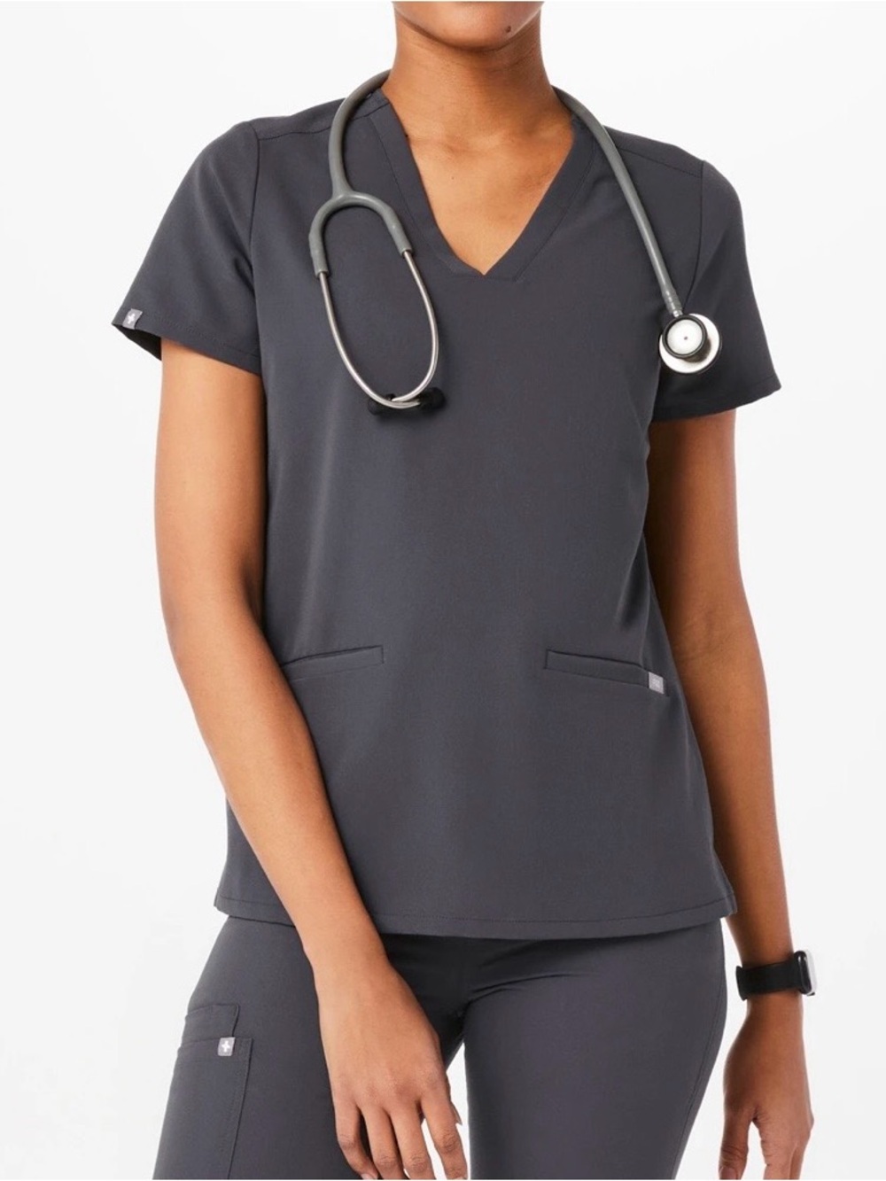 Figs Casma Scrub Top Charcoal Gray Women’s XL